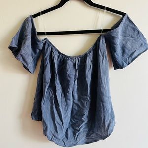 Sun & Shadow strapless/off the shoulder blue boho top - Size XS